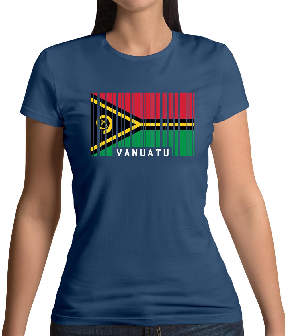 Vanuatu Barcode Style Flag Womens T-Shirt