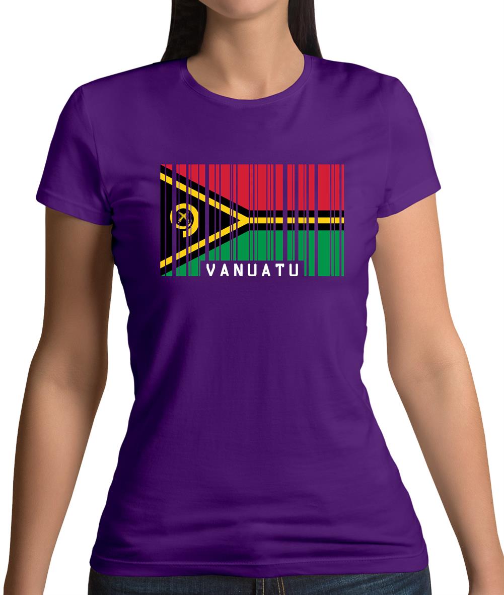 Vanuatu Barcode Style Flag Womens T-Shirt