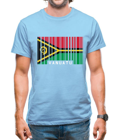 Vanuatu Barcode Style Flag Mens T-Shirt