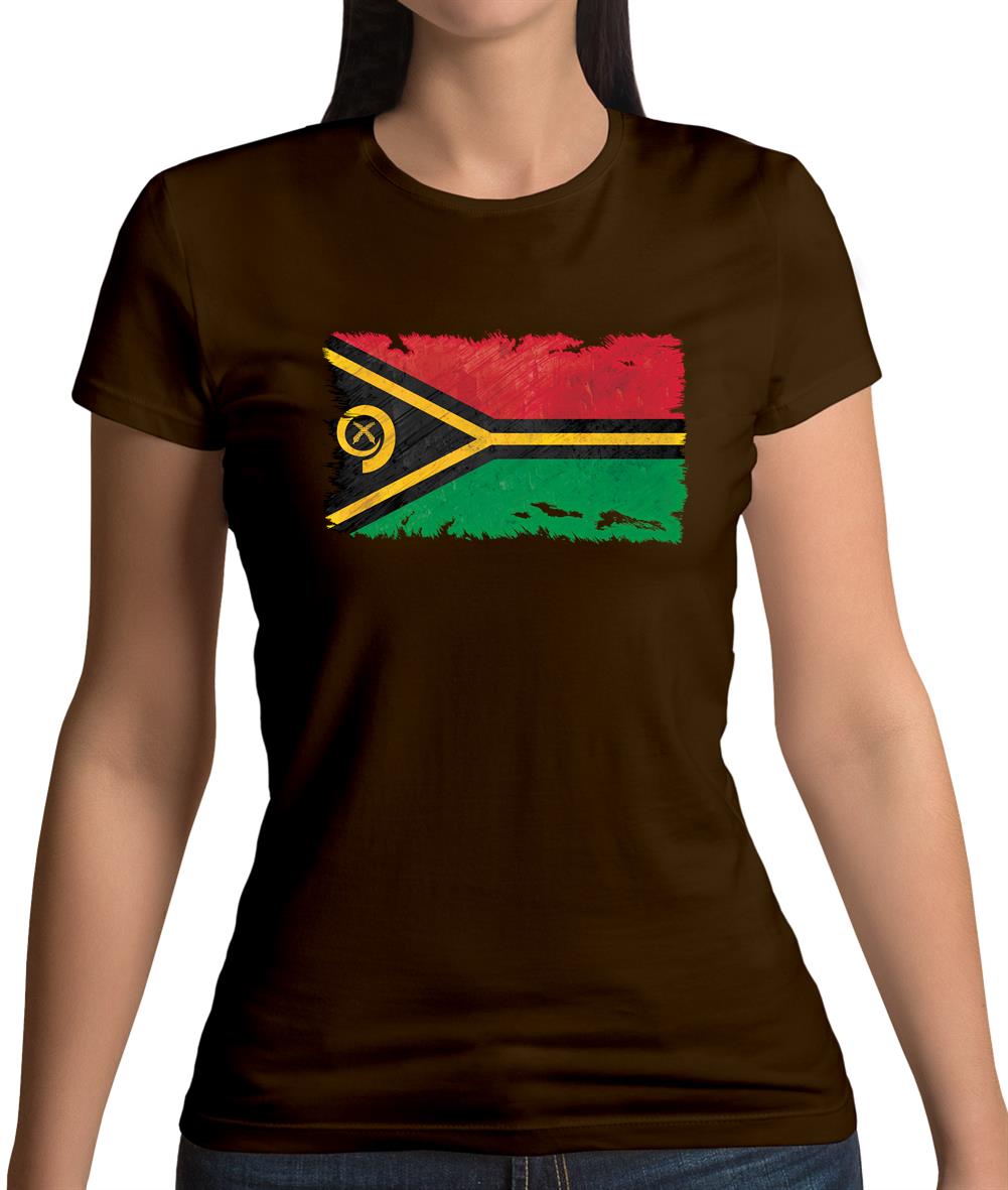 Vanuatu Grunge Style Flag Womens T-Shirt