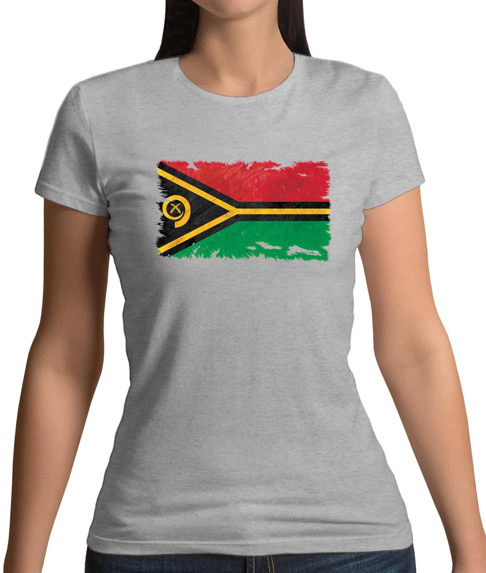 Vanuatu Grunge Style Flag Womens T-Shirt