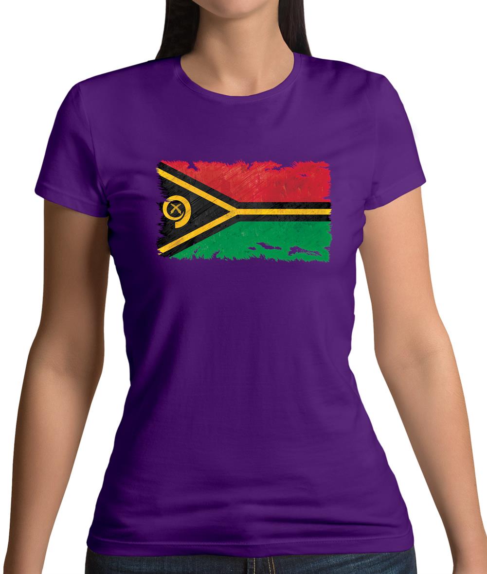 Vanuatu Grunge Style Flag Womens T-Shirt