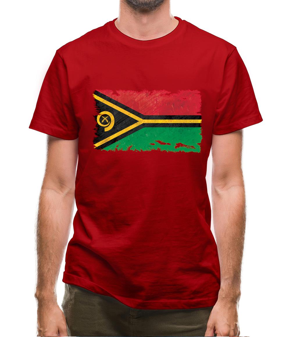 Vanuatu Grunge Style Flag Mens T-Shirt
