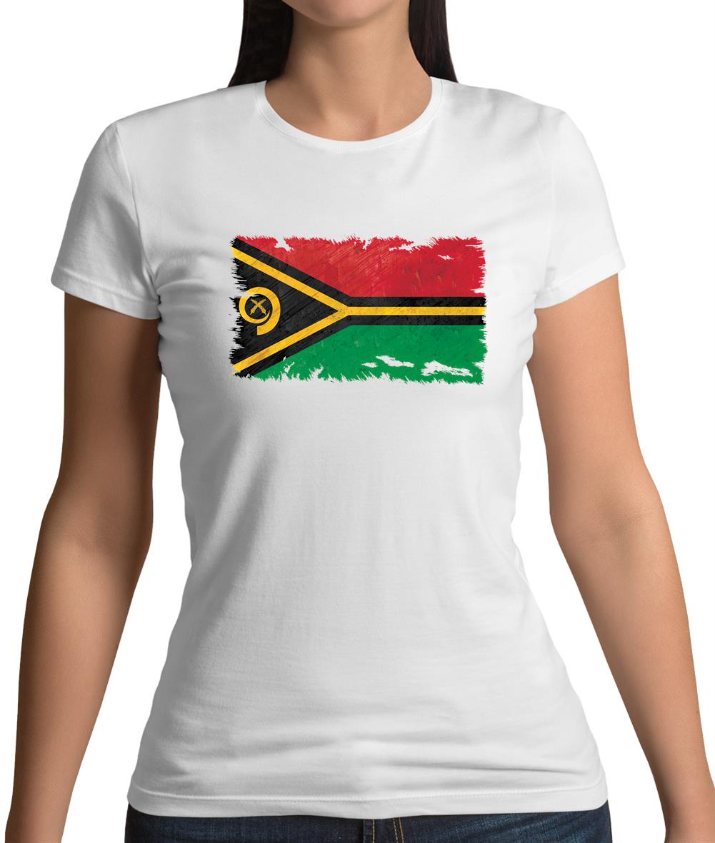 Vanuatu Grunge Style Flag Womens T-Shirt