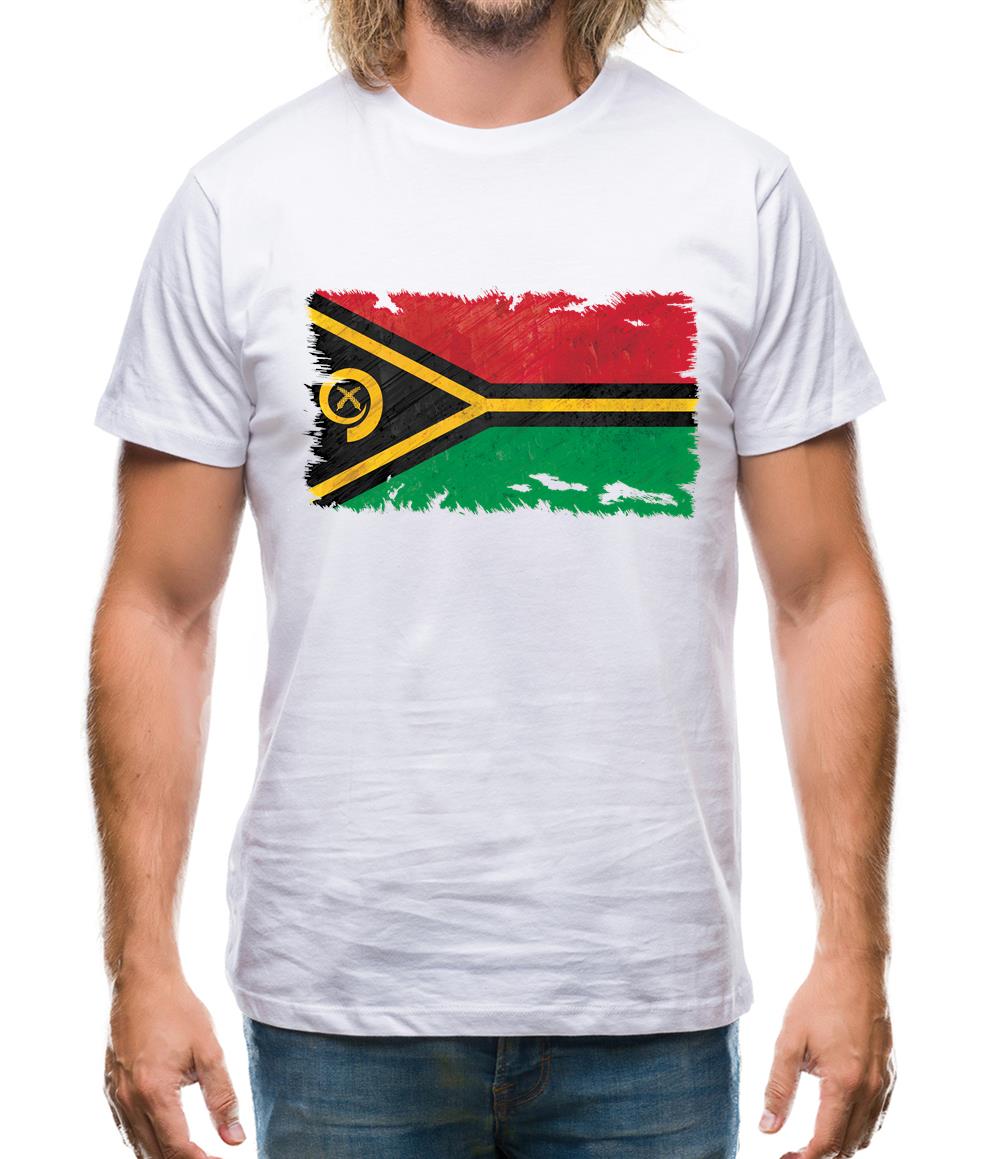 Vanuatu Grunge Style Flag Mens T-Shirt