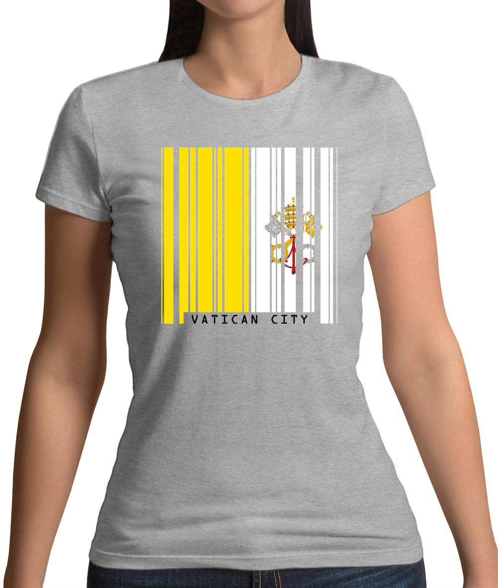 Vatican City Barcode Style Flag Womens T-Shirt