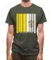 Vatican City Barcode Style Flag Mens T-Shirt