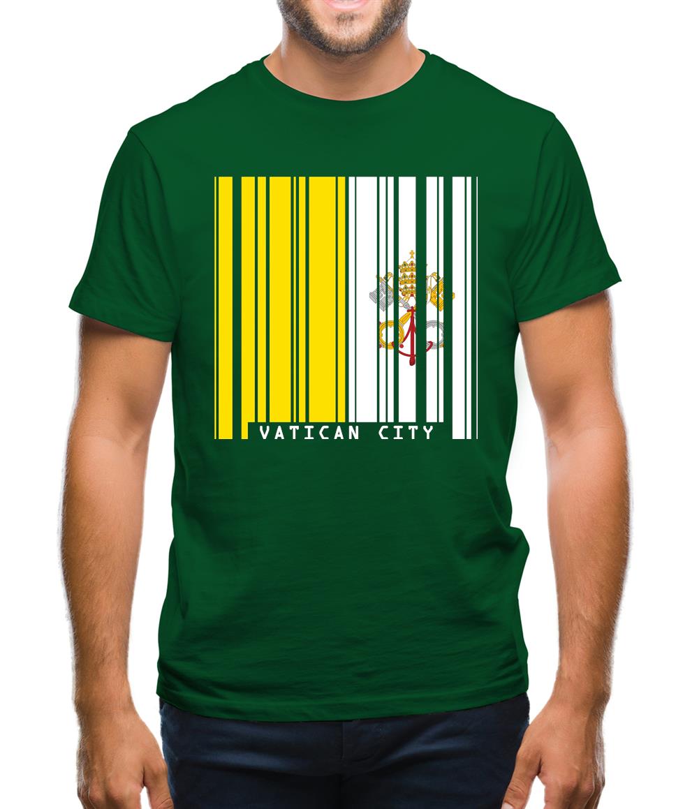 Vatican City Barcode Style Flag Mens T-Shirt