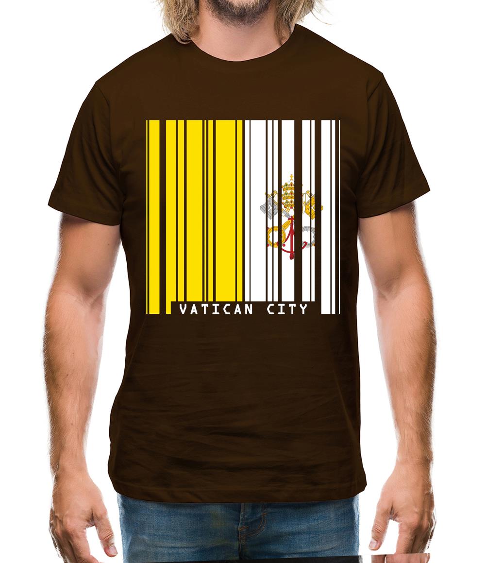 Vatican City Barcode Style Flag Mens T-Shirt