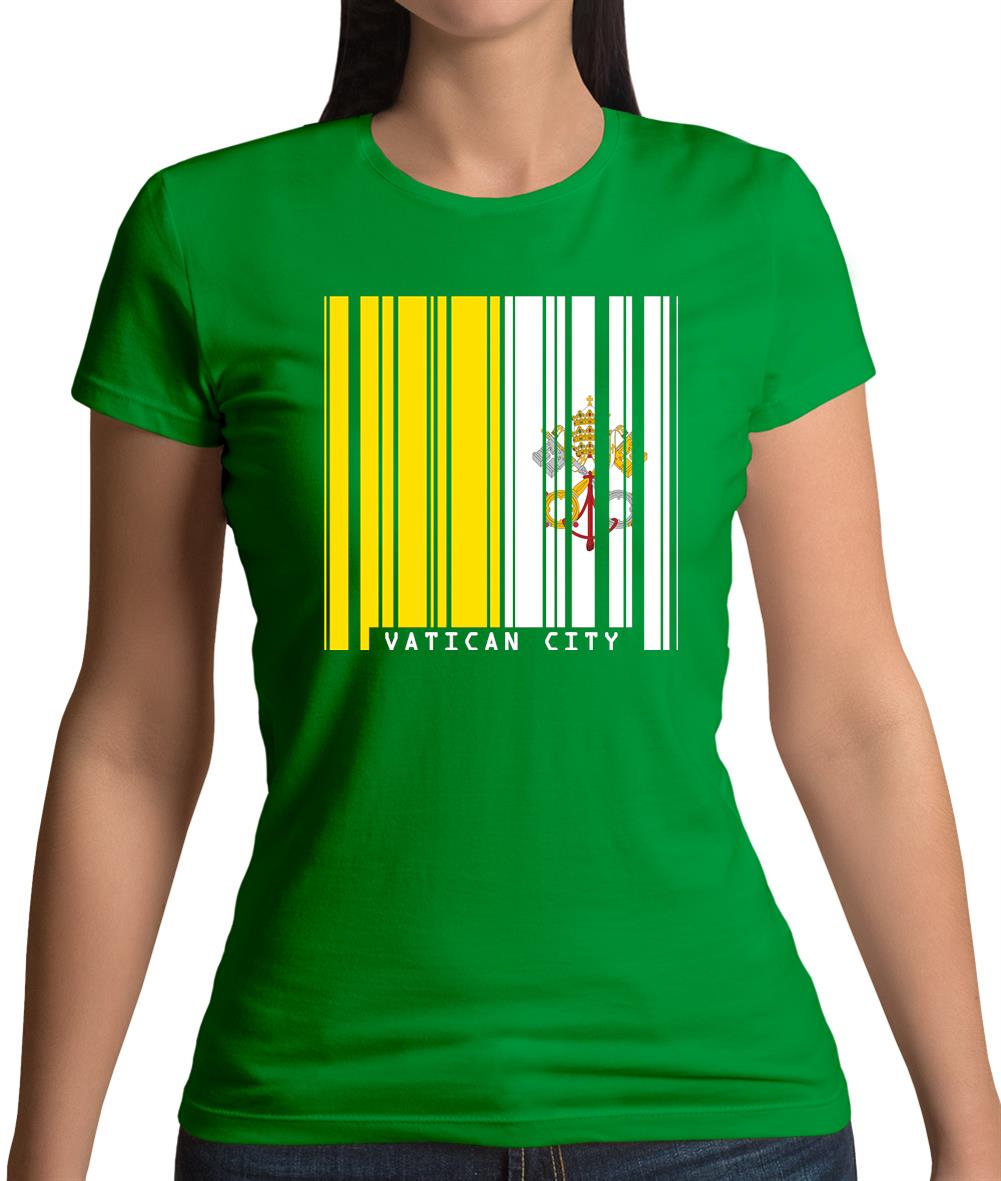 Vatican City Barcode Style Flag Womens T-Shirt