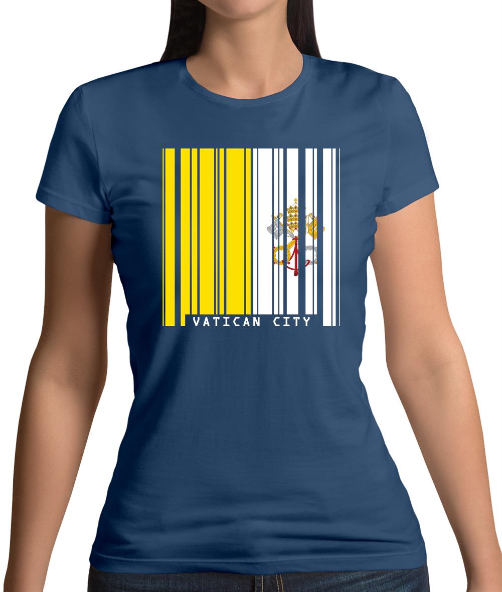 Vatican City Barcode Style Flag Womens T-Shirt