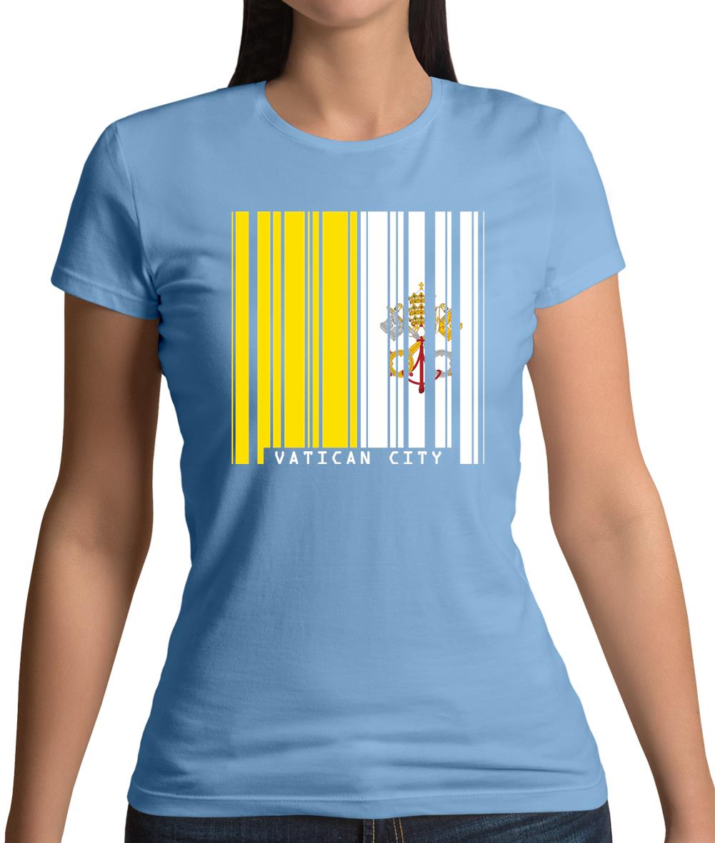 Vatican City Barcode Style Flag Womens T-Shirt