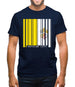 Vatican City Barcode Style Flag Mens T-Shirt