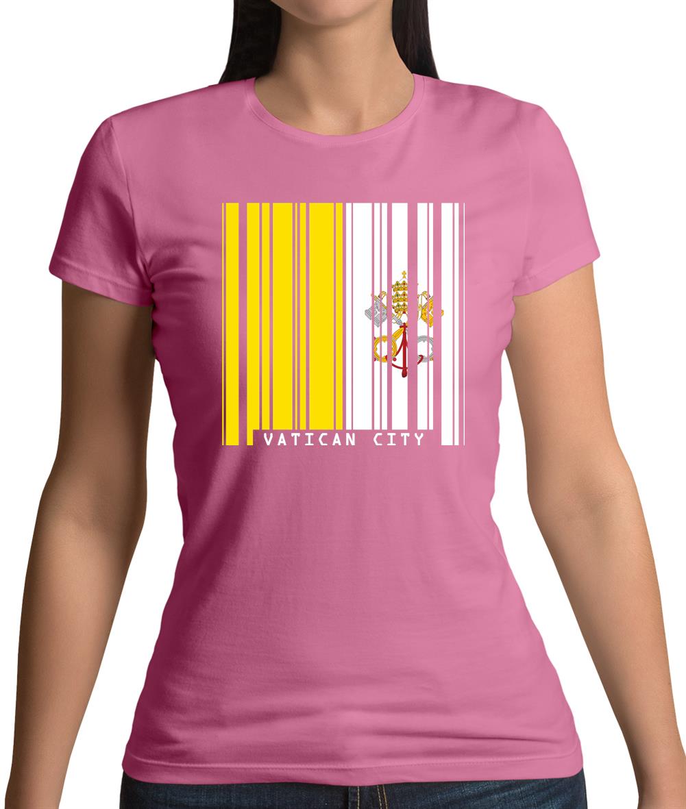 Vatican City Barcode Style Flag Womens T-Shirt