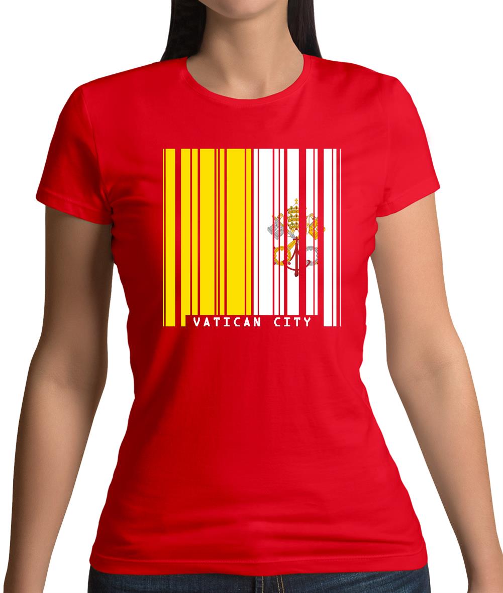 Vatican City Barcode Style Flag Womens T-Shirt