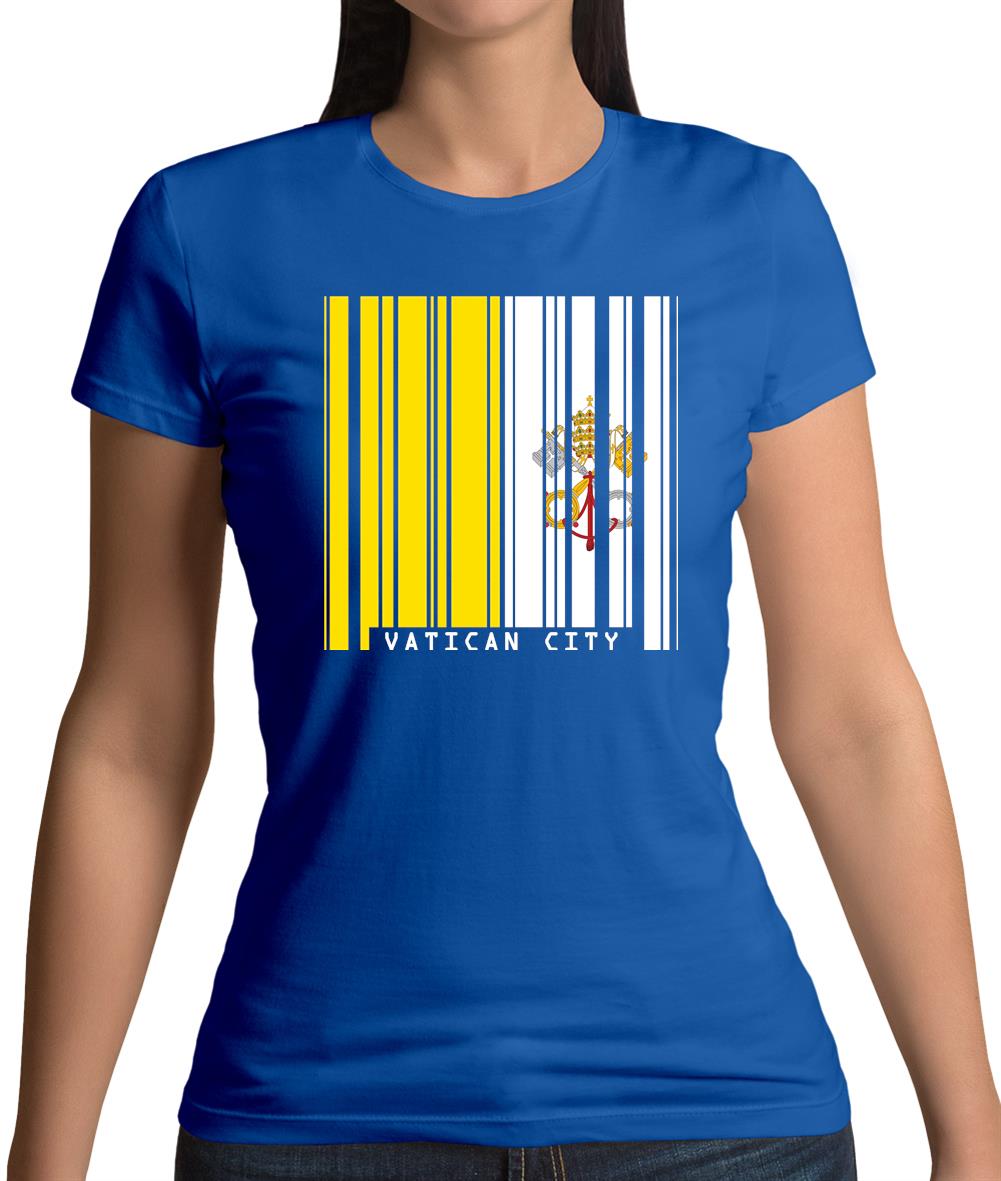 Vatican City Barcode Style Flag Womens T-Shirt