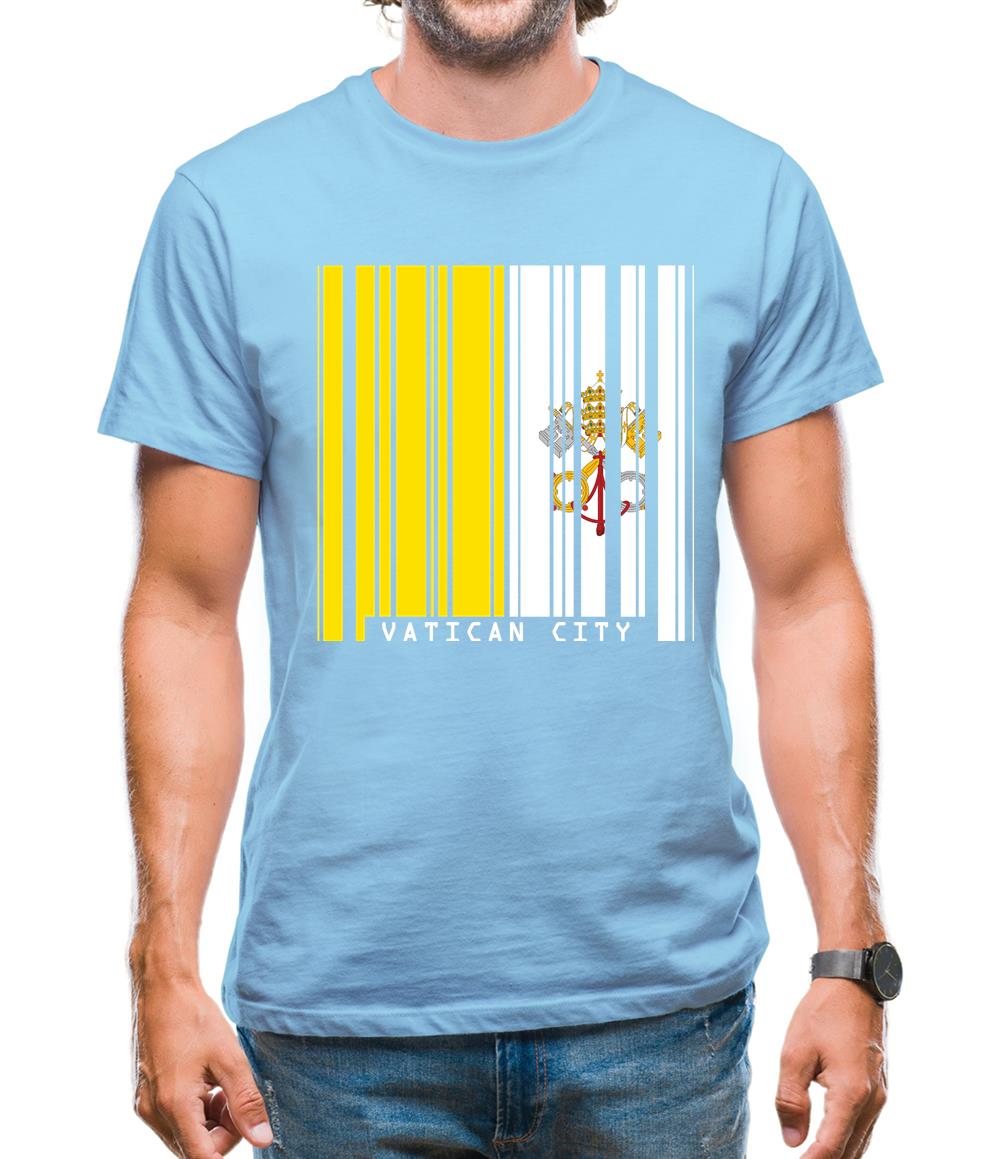 Vatican City Barcode Style Flag Mens T-Shirt