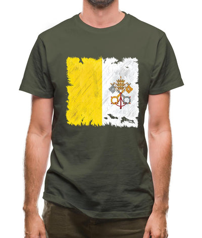 Vatican City Grunge Style Flag Mens T-Shirt