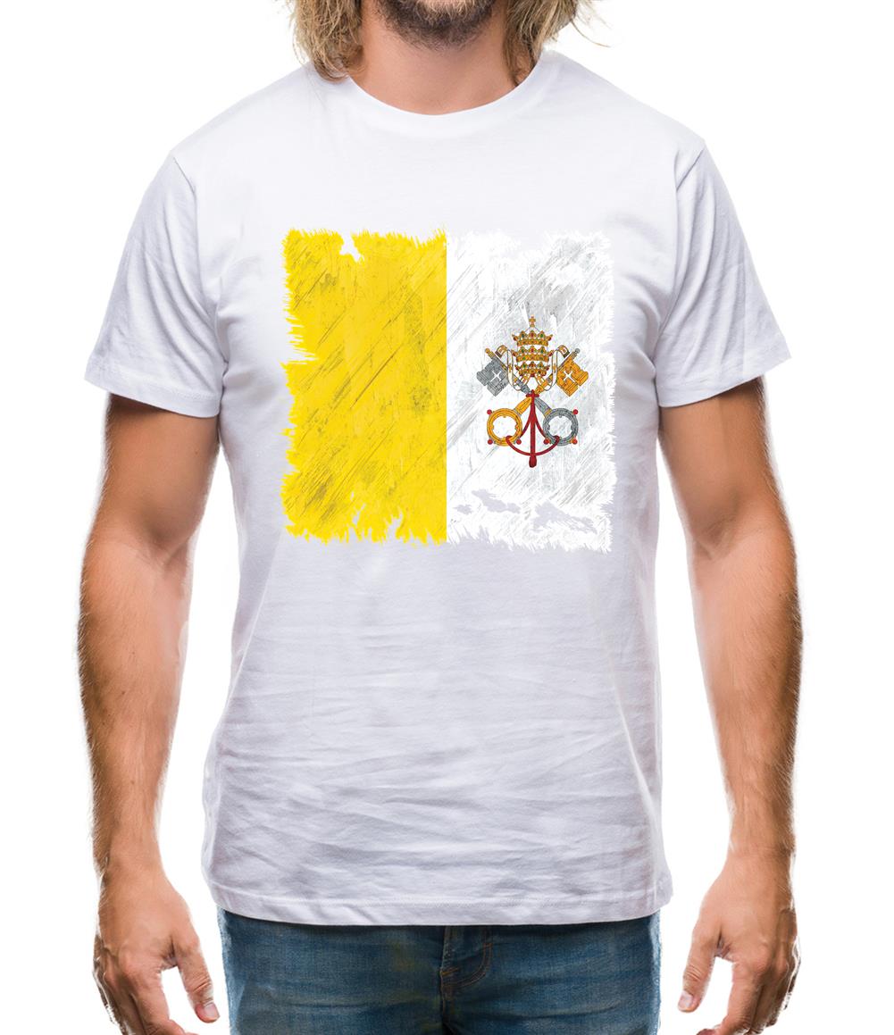 Vatican City Grunge Style Flag Mens T-Shirt