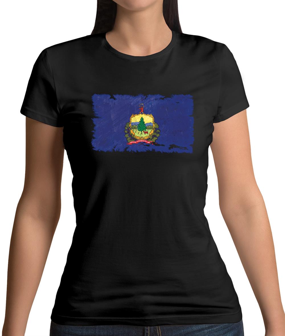 Vermont Grunge Style Flag Womens T-Shirt