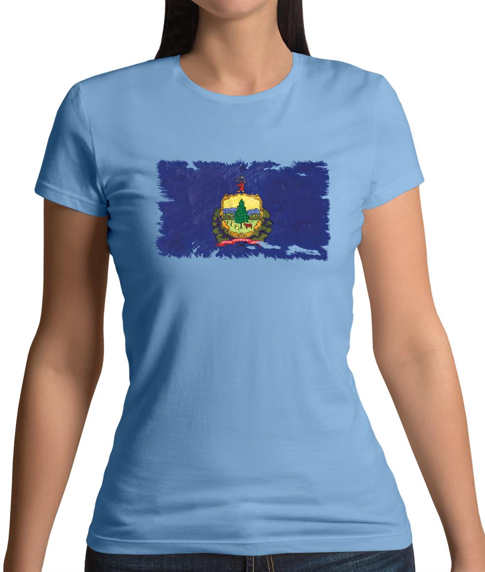 Vermont Grunge Style Flag Womens T-Shirt