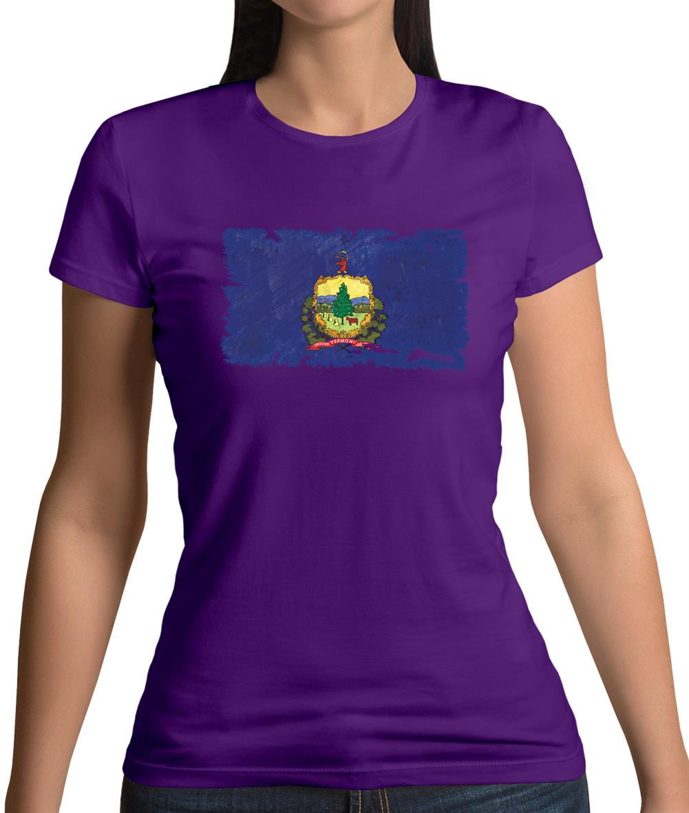 Vermont Grunge Style Flag Womens T-Shirt