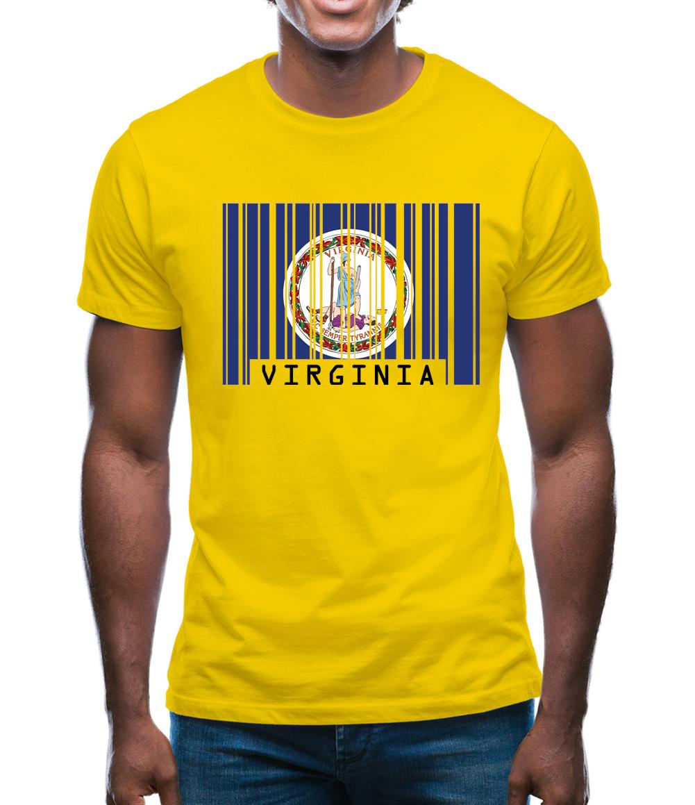 Virginia Barcode Style Flag Mens T-Shirt