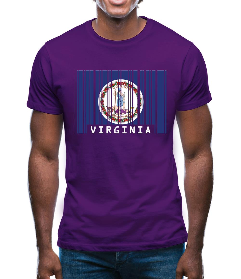 Virginia Barcode Style Flag Mens T-Shirt