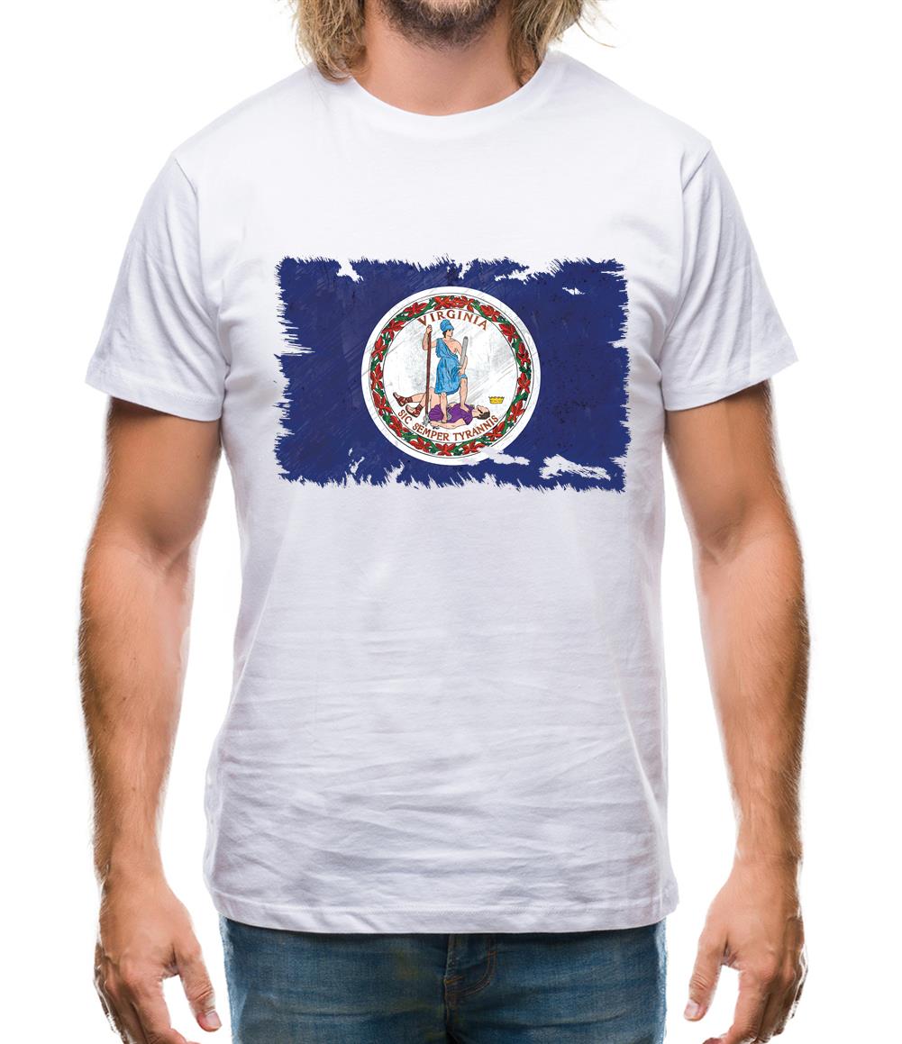 Virginia Grunge Style Flag Mens T-Shirt