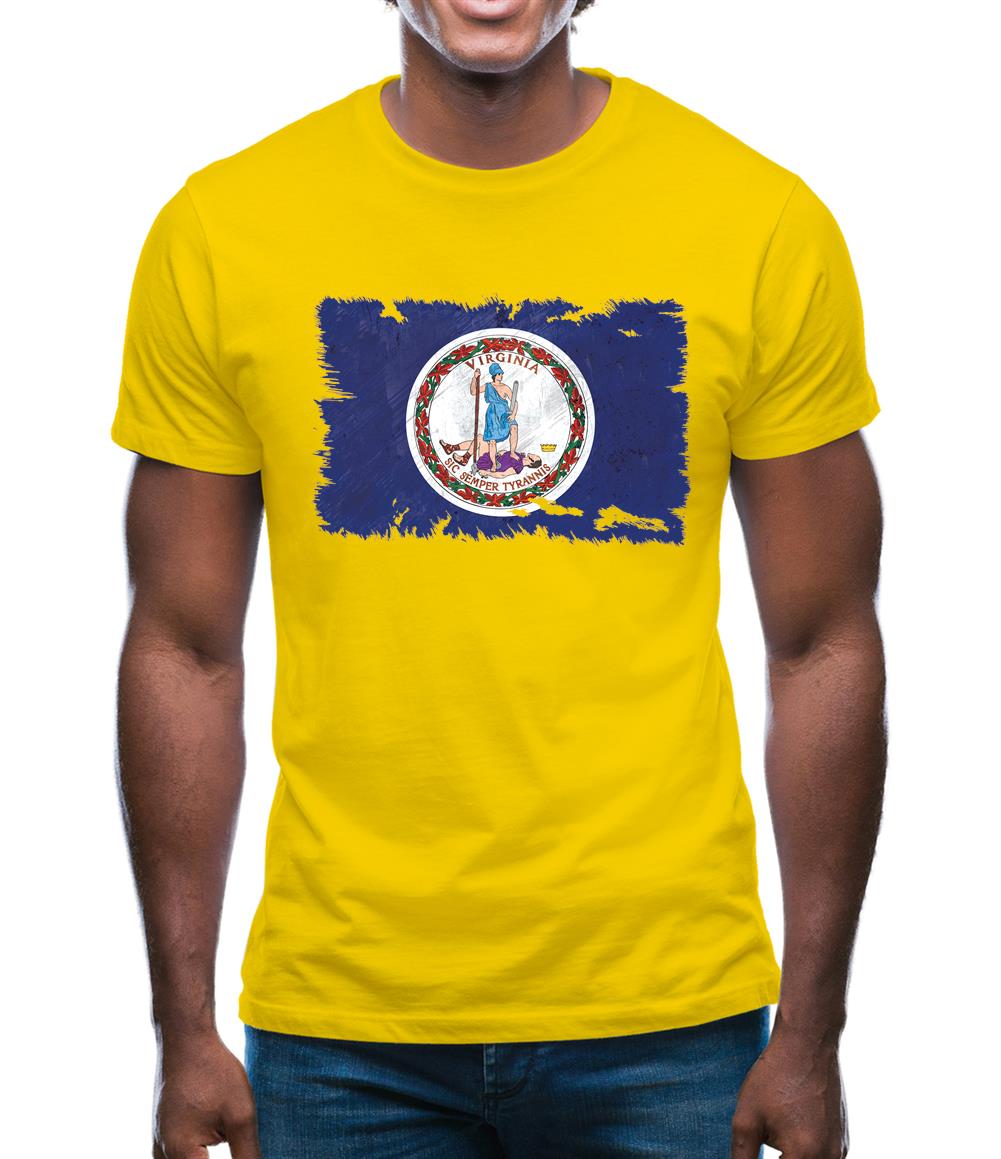 Virginia Grunge Style Flag Mens T-Shirt