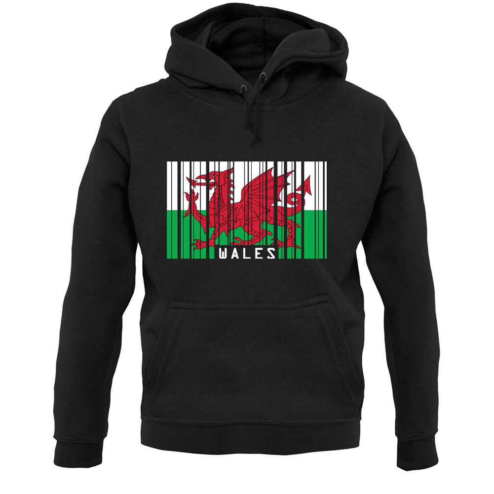 Wales Barcode Style Flag Unisex Hoodie