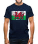 Wales Barcode Style Flag Mens T-Shirt