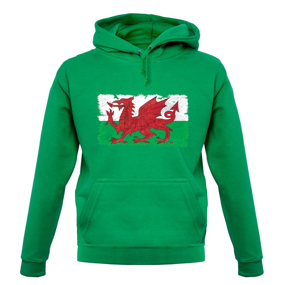 Wales Grunge Style Flag unisex hoodie
