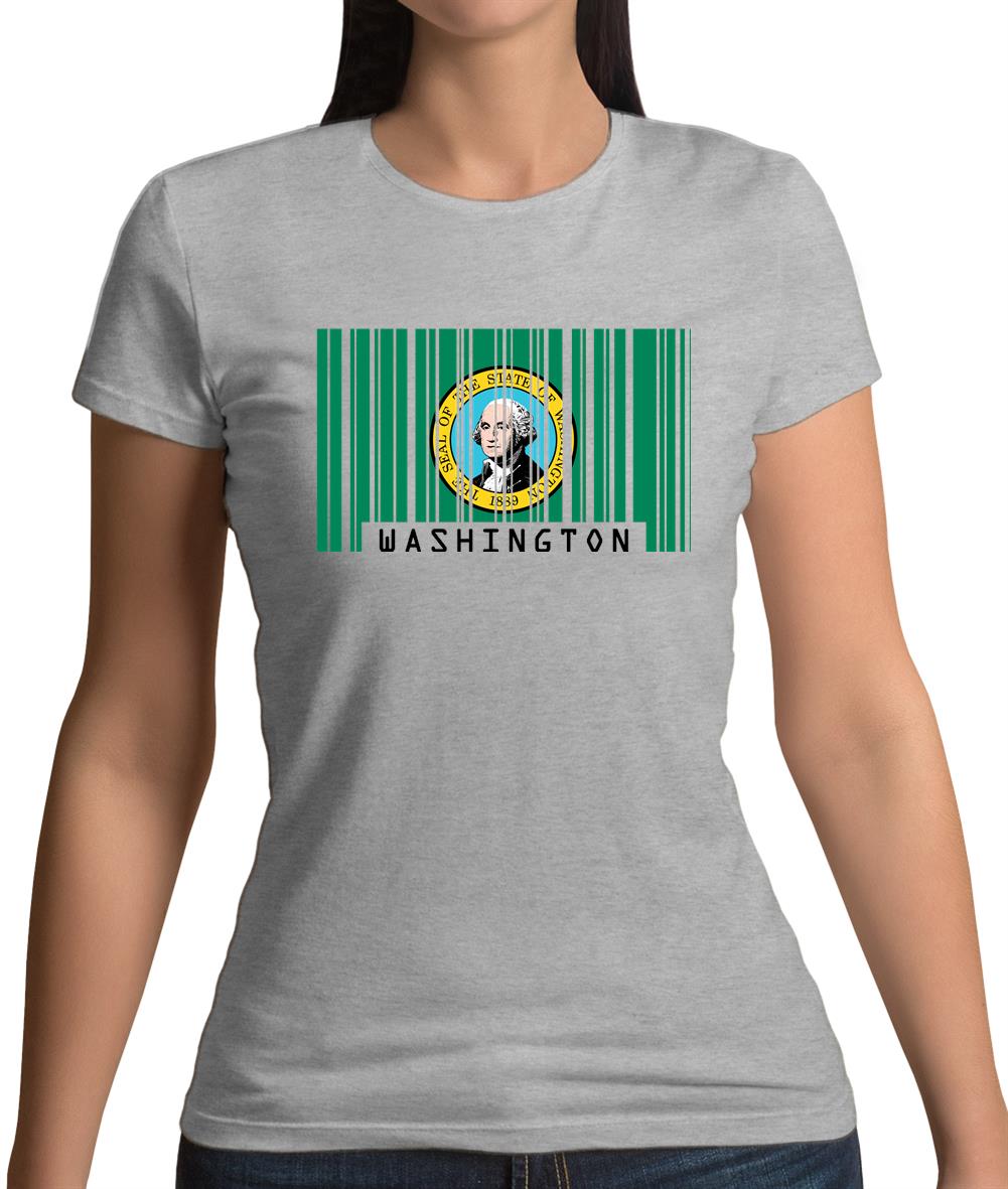 Washington Barcode Style Flag Womens T-Shirt