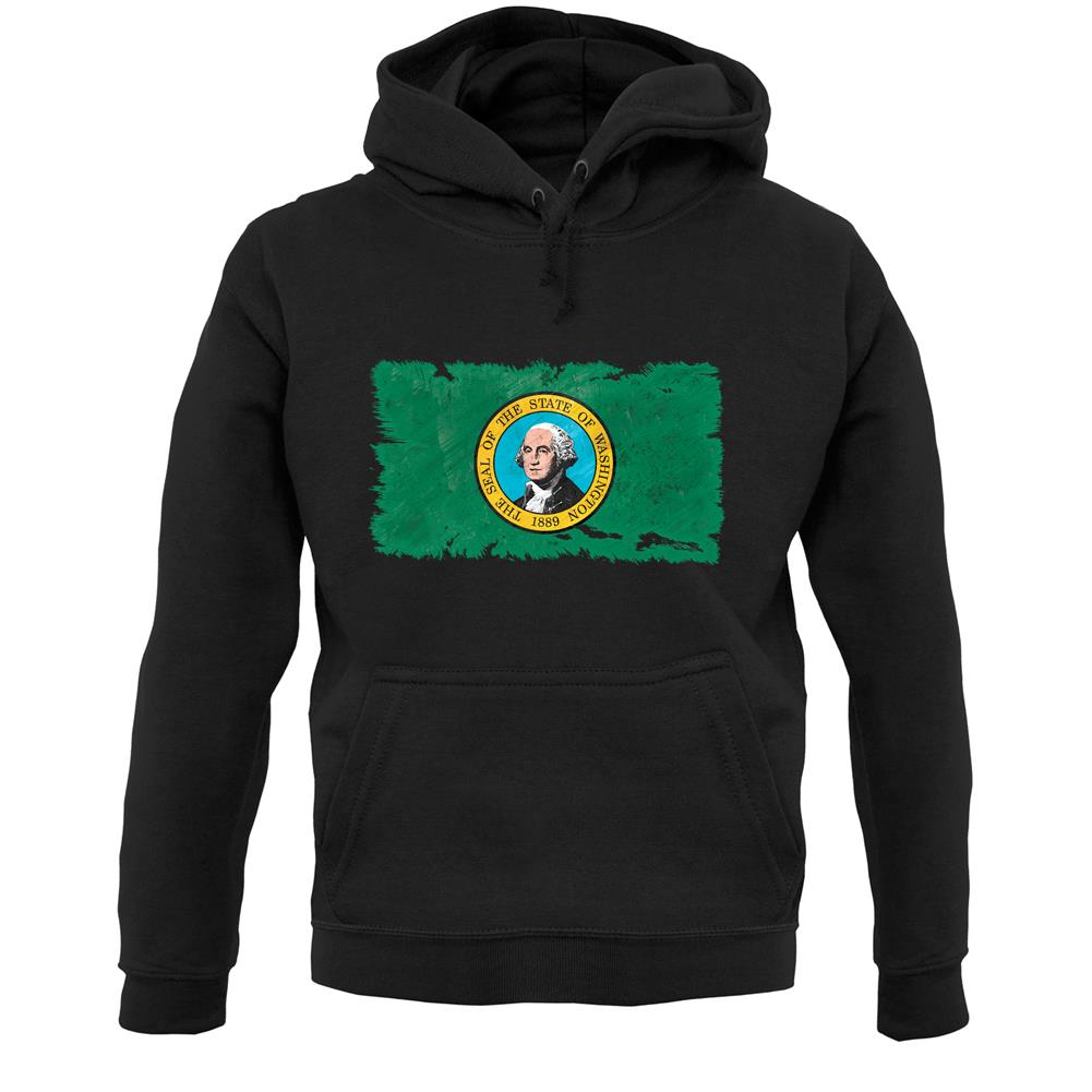 Washington Grunge Style Flag Unisex Hoodie