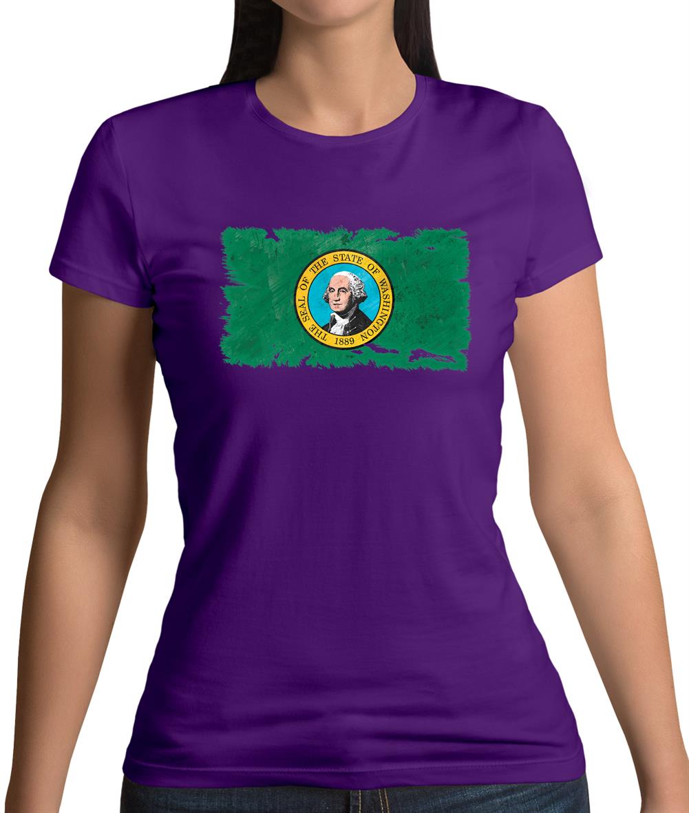 Washington Grunge Style Flag Womens T-Shirt