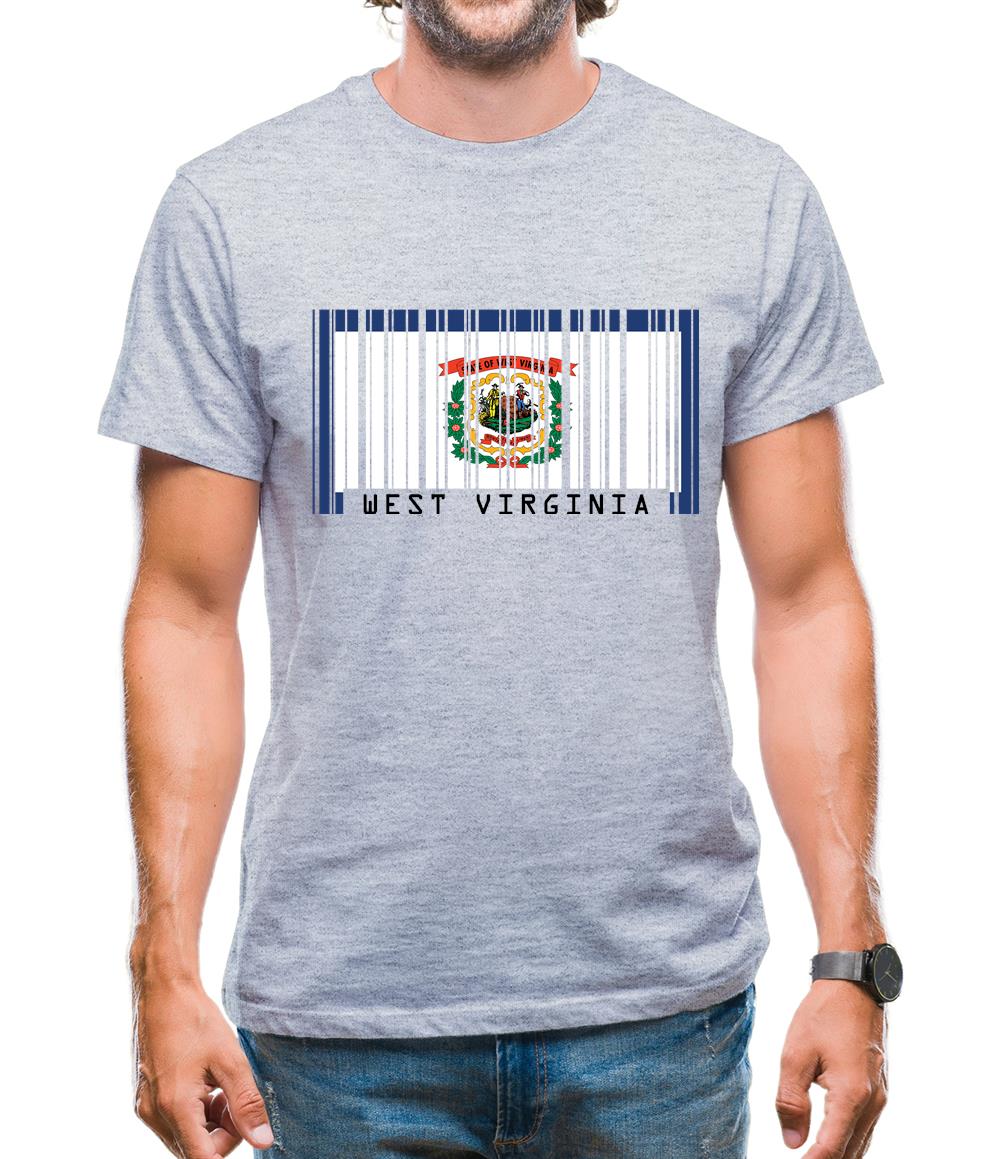 West Virginia Barcode Style Flag Mens T-Shirt