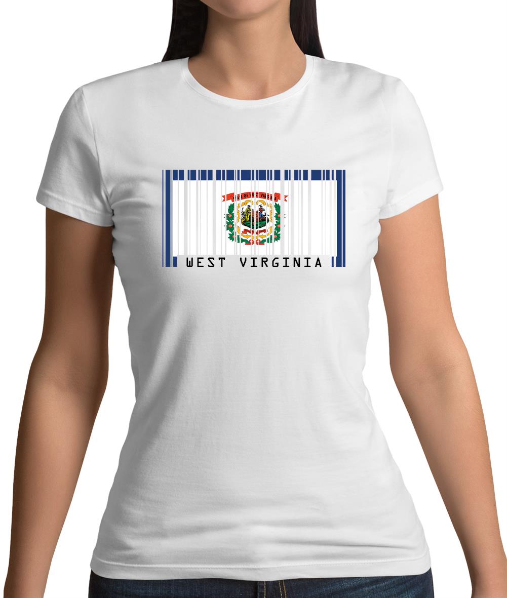 West Virginia Barcode Style Flag Womens T-Shirt