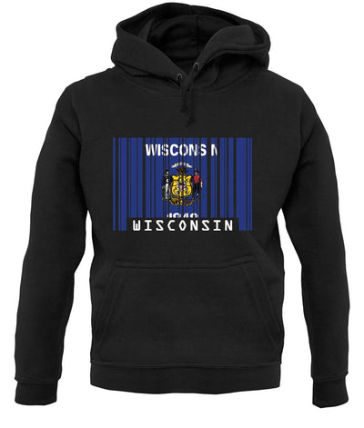 Wisconsin Barcode Style Flag unisex hoodie