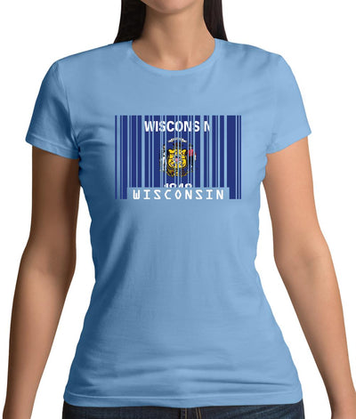 Wisconsin Barcode Style Flag Womens T-Shirt