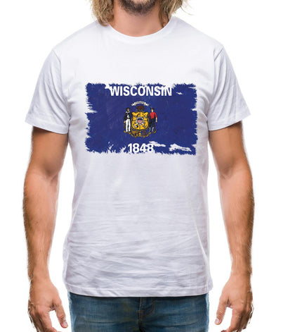 Wisconsin Grunge Style Flag Mens T-Shirt