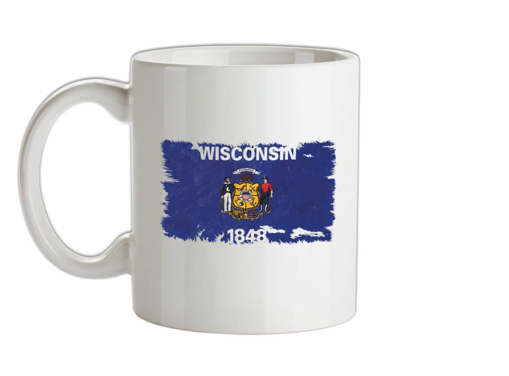 Wisconsin Grunge Style Flag Ceramic Mug