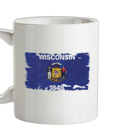 Wisconsin Grunge Style Flag Ceramic Mug