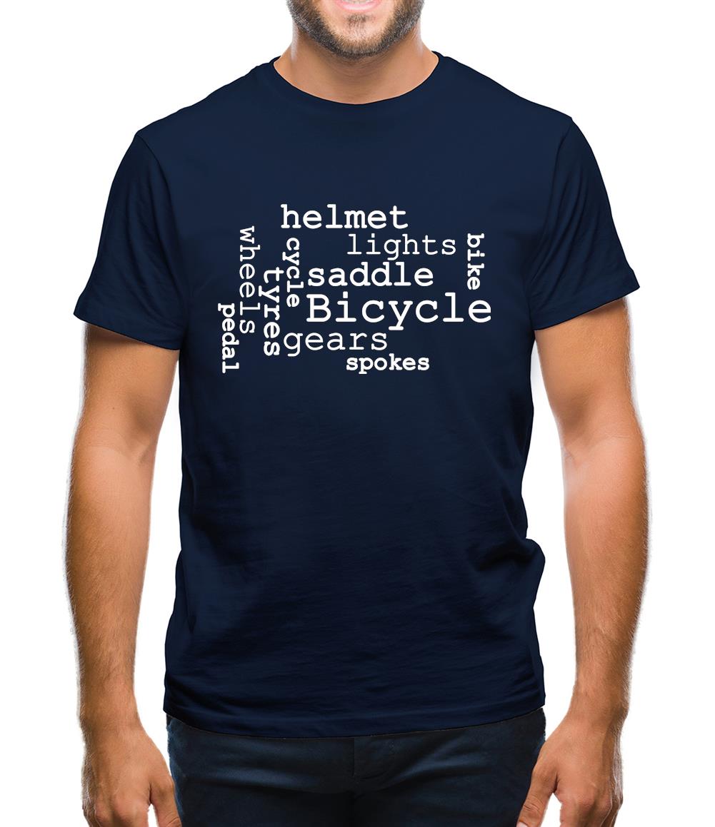 Bicycle Word Cloud Mens T-Shirt