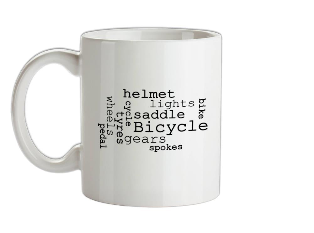 Bicycle Word Cloud Ceramic Mug