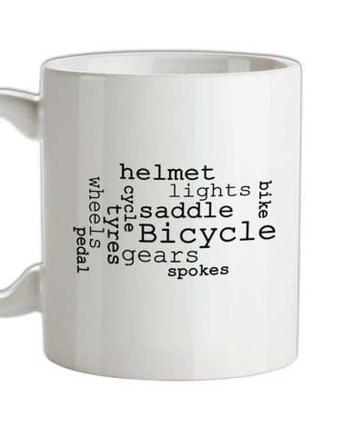 Bicycle Word Cloud Ceramic Mug