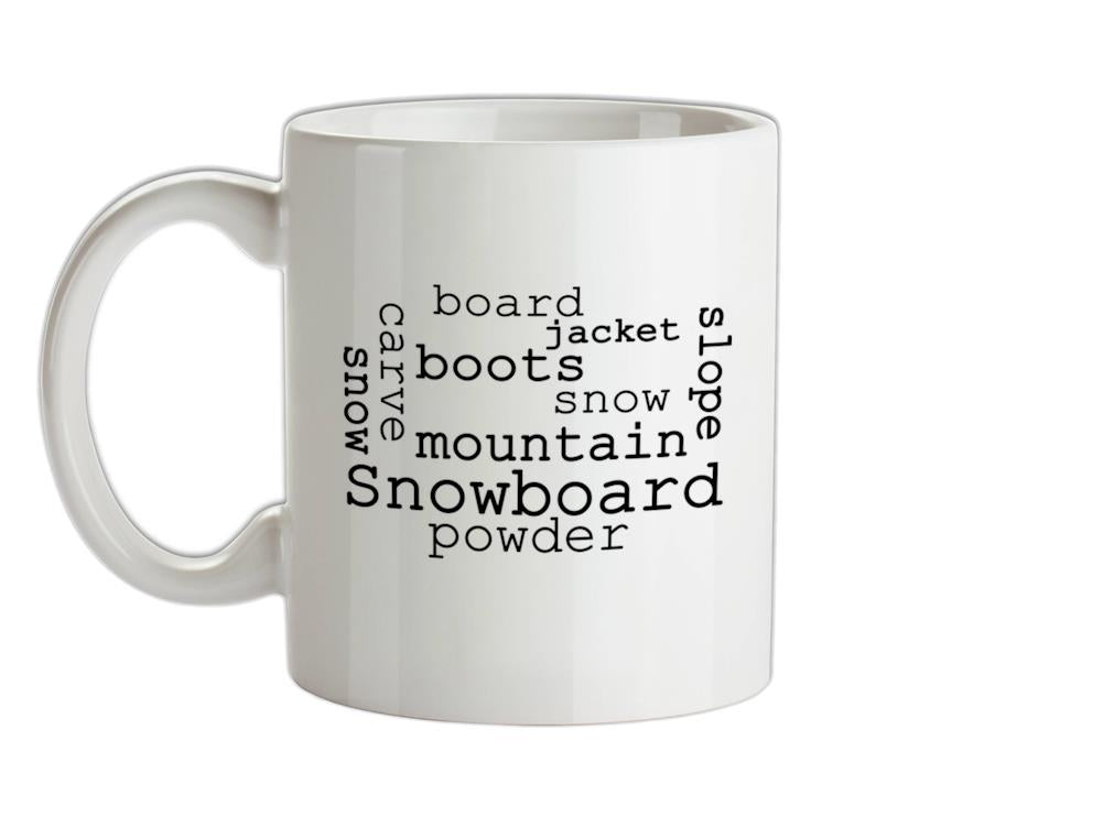 Snowboarding Word Cloud Ceramic Mug