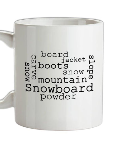 Snowboarding Word Cloud Ceramic Mug