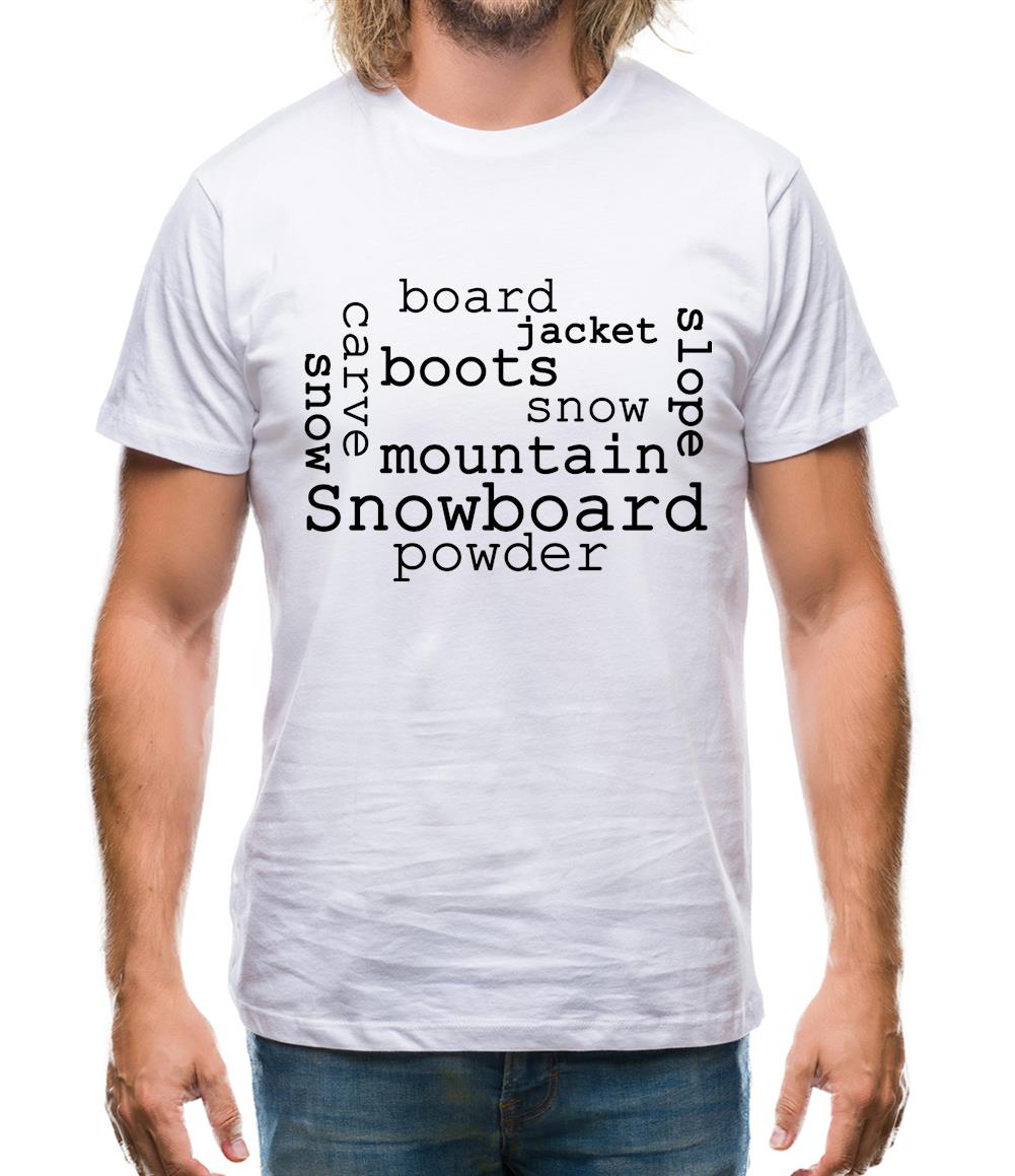 Snowboarding Word Cloud Mens T-Shirt