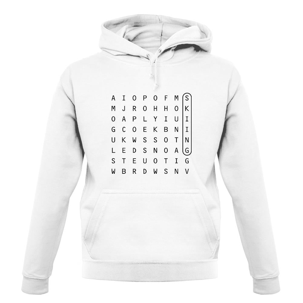Skiing Wordsearch unisex hoodie